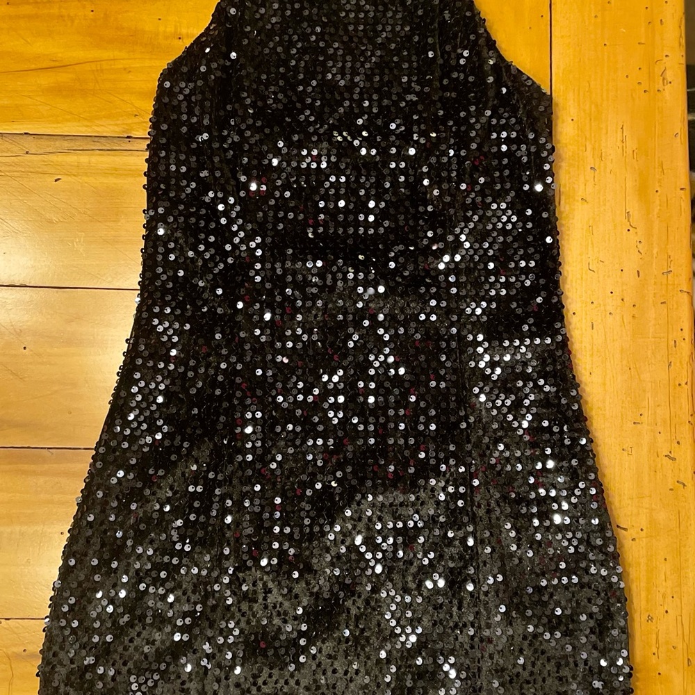 Express Black Sequin Backless Dress